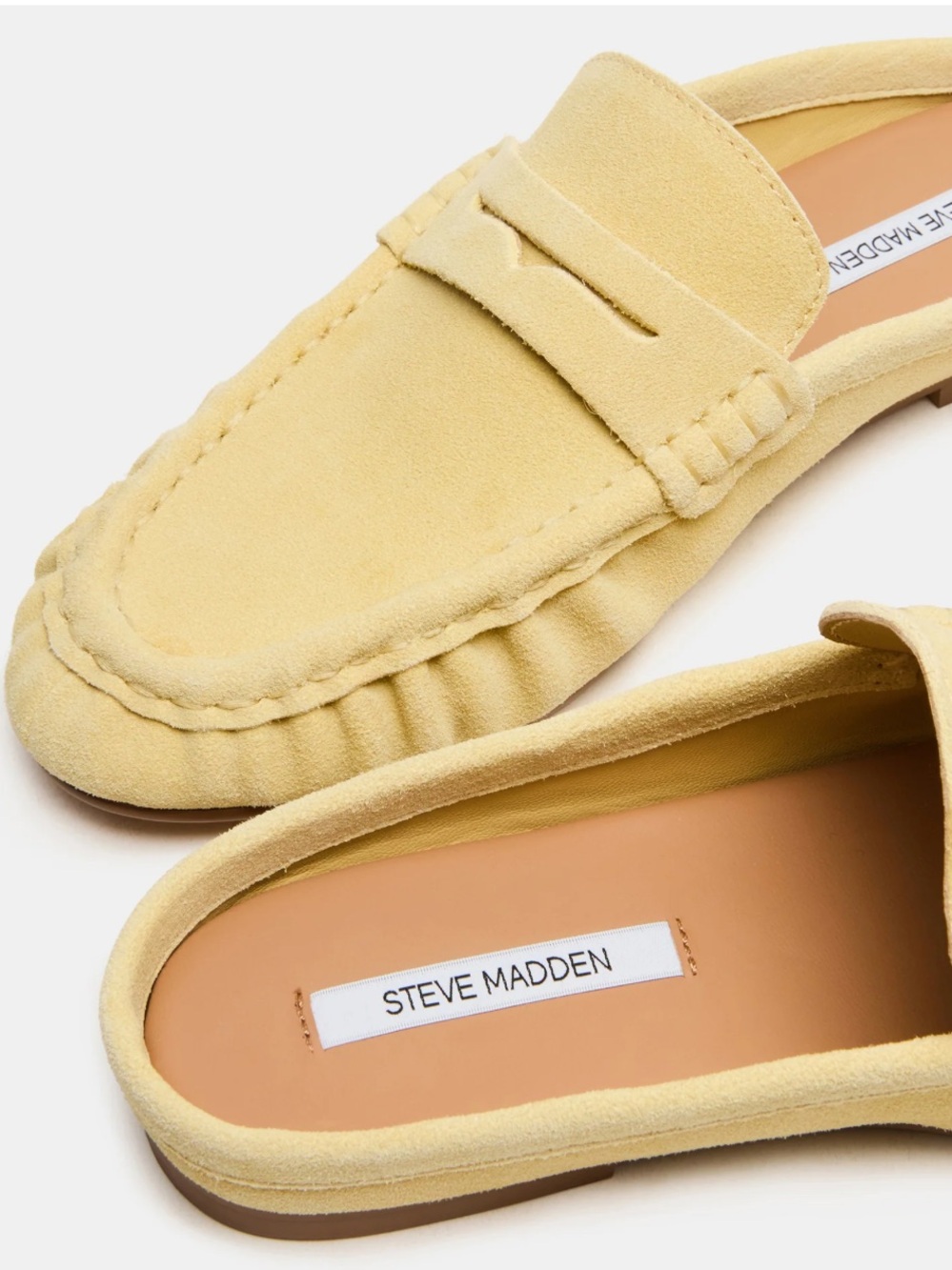 NEW Steve Madden Rafe Yellow Suede Loafer Mules